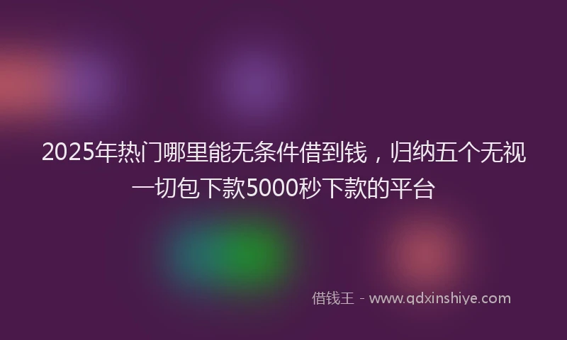 2025年热门哪里能无条件借到钱，归纳五个无视一切包下款5000秒下款的平台