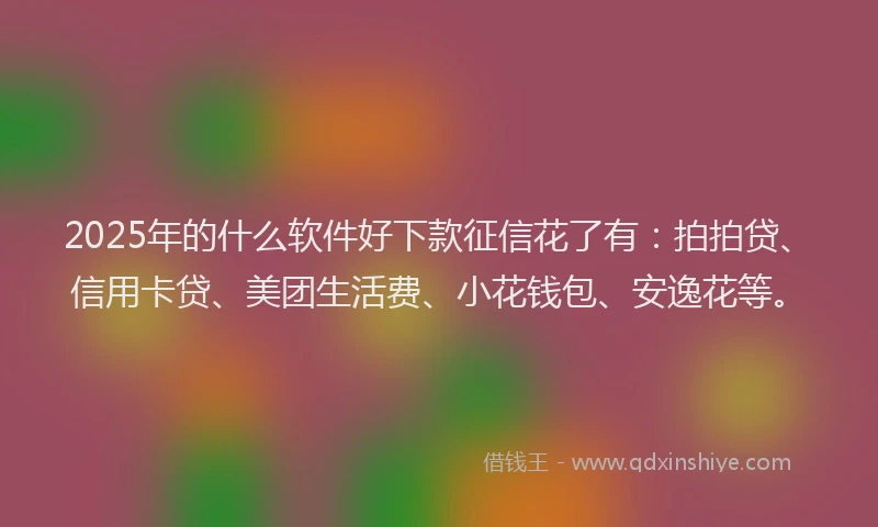 2025年的什么软件好下款征信花了有：拍拍贷、信用卡贷、美团生活费、小花钱包、安逸花等。