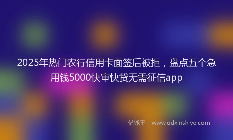 2025年热门农行信用卡面签后被拒，盘点五个急用钱5000快审快贷无需征信app