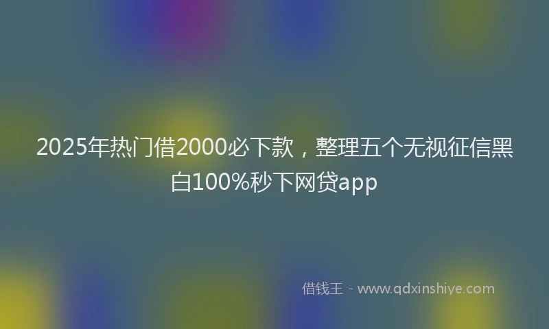 2025年热门借2000必下款，整理五个无视征信黑白100%秒下网贷app