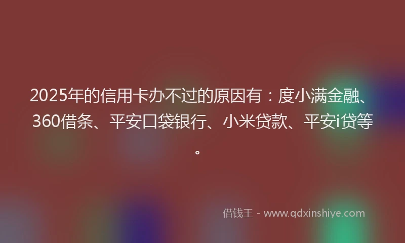 2025年的信用卡办不过的原因有：度小满金融、360借条、平安口袋银行、小米贷款、平安i贷等。