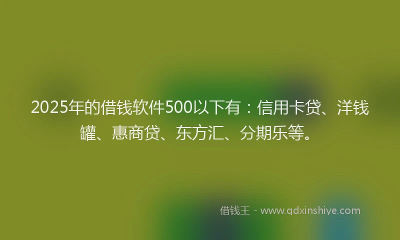 2025年的借钱软件500以下有：信用卡贷、洋钱罐、惠商贷、东方汇、分期乐等。