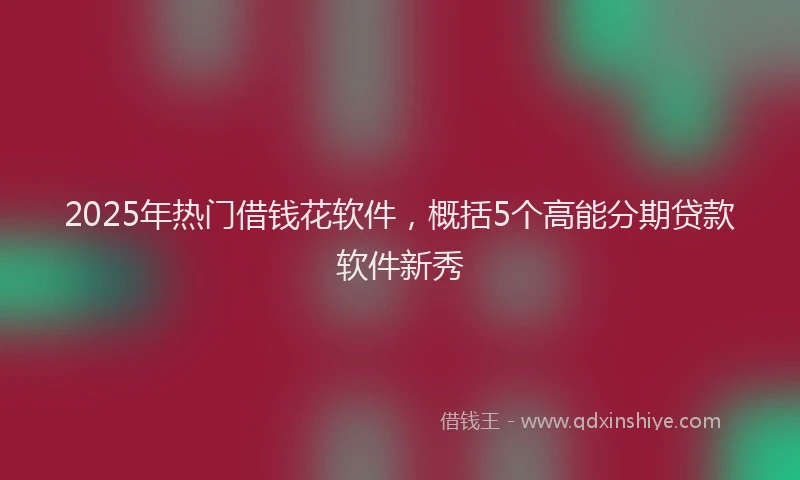 2025年热门借钱花软件，概括5个高能分期贷款软件新秀