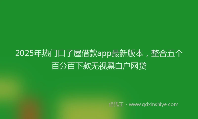 2025年热门口子屋借款app最新版本，整合五个百分百下款无视黑白户网贷