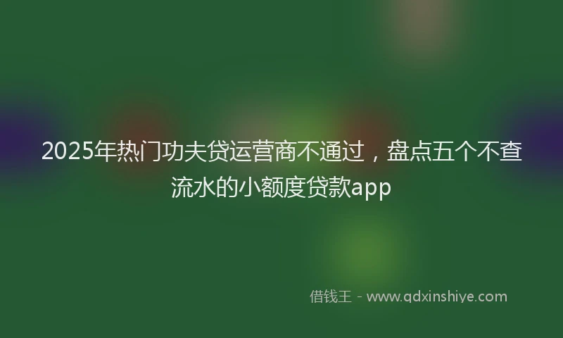 2025年热门功夫贷运营商不通过，盘点五个不查流水的小额度贷款app
