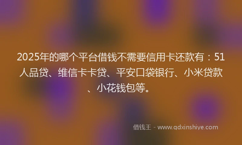 2025年的哪个平台借钱不需要信用卡还款有：51人品贷、维信卡卡贷、平安口袋银行、小米贷款、小花钱包等。
