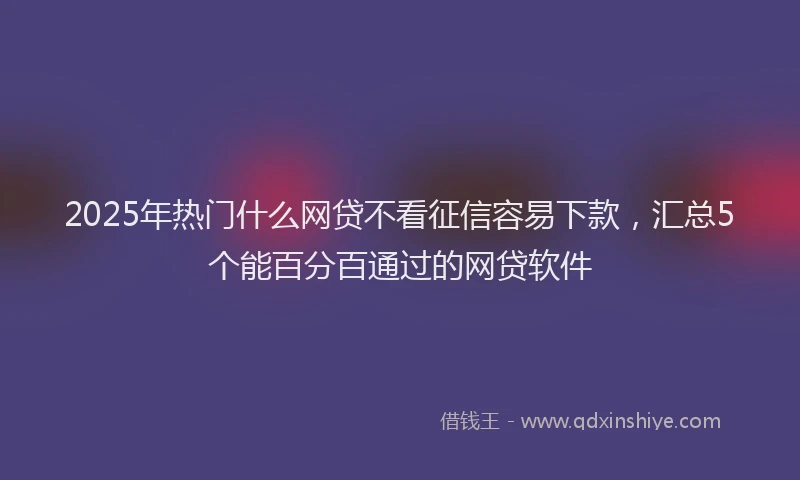 2025年热门什么网贷不看征信容易下款，汇总5个能百分百通过的网贷软件