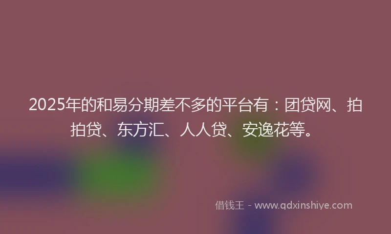 2025年的和易分期差不多的平台有：团贷网、拍拍贷、东方汇、人人贷、安逸花等。