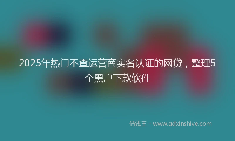 2025年热门不查运营商实名认证的网贷，整理5个黑户下款软件