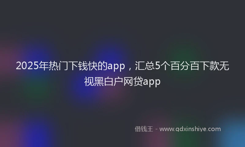 2025年热门下钱快的app，汇总5个百分百下款无视黑白户网贷app
