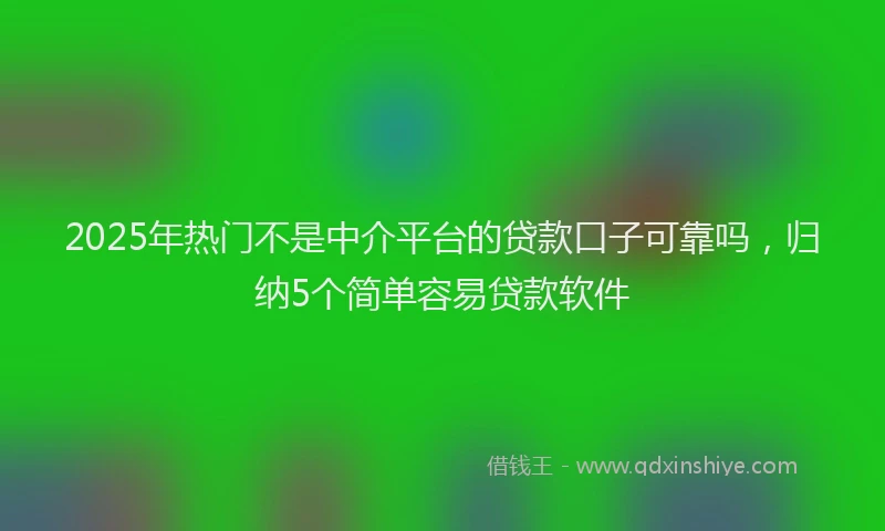 2025年热门不是中介平台的贷款口子可靠吗，归纳5个简单容易贷款软件