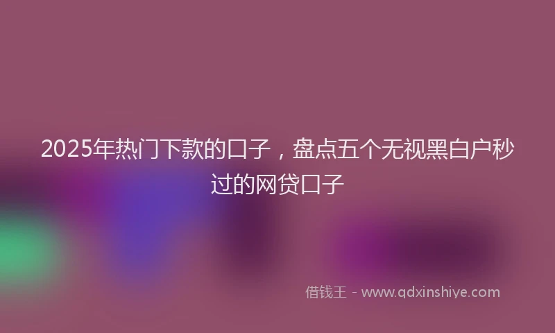 2025年热门下款的口子，盘点五个无视黑白户秒过的网贷口子