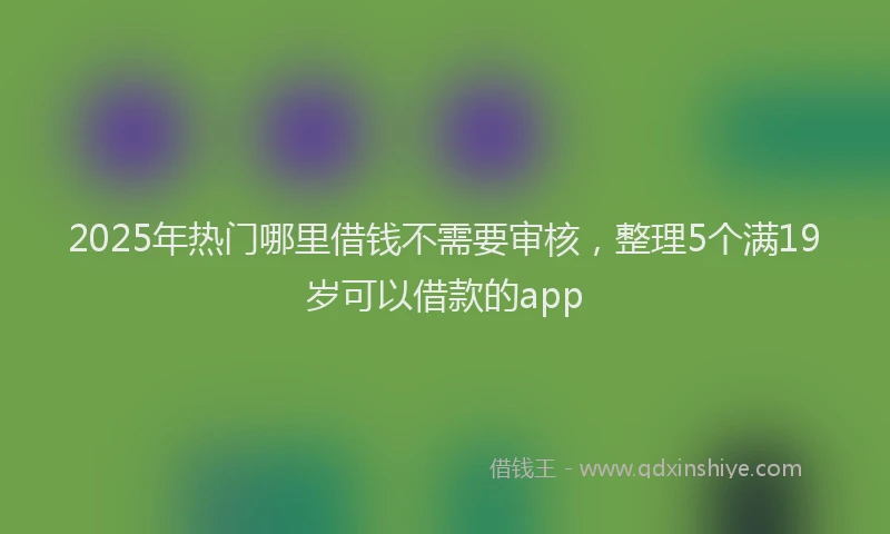 2025年热门哪里借钱不需要审核，整理5个满19岁可以借款的app