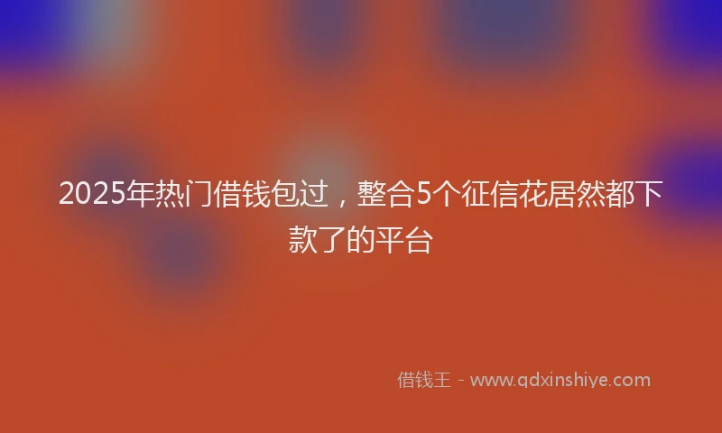 2025年热门借钱包过，整合5个征信花居然都下款了的平台