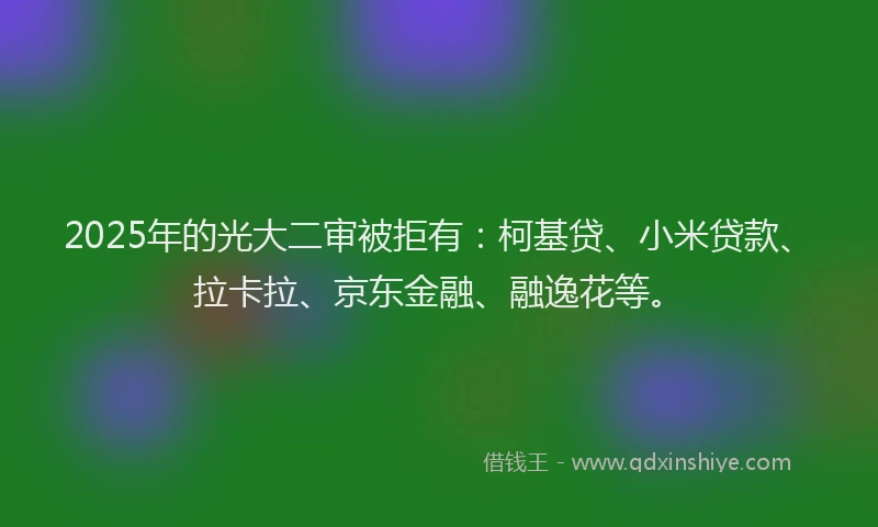 2025年的光大二审被拒有：柯基贷、小米贷款、拉卡拉、京东金融、融逸花等。