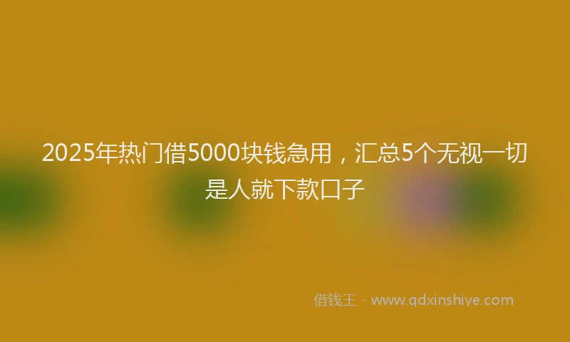 2025年热门借5000块钱急用，汇总5个无视一切是人就下款口子