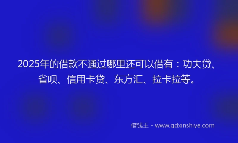 2025年的借款不通过哪里还可以借有：功夫贷、省呗、信用卡贷、东方汇、拉卡拉等。