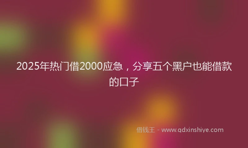 2025年热门借2000应急，分享五个黑户也能借款的口子