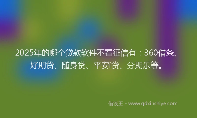 2025年的哪个贷款软件不看征信有：360借条、好期贷、随身贷、平安i贷、分期乐等。