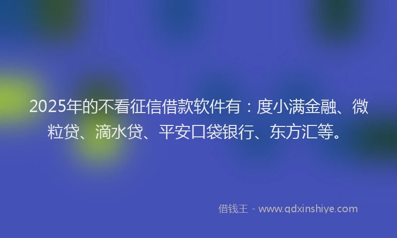 2025年的不看征信借款软件有：度小满金融、微粒贷、滴水贷、平安口袋银行、东方汇等。