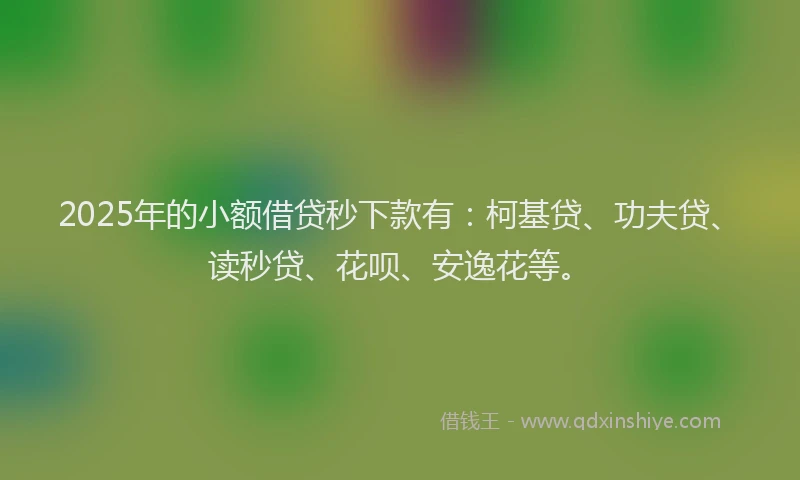 2025年的小额借贷秒下款有：柯基贷、功夫贷、读秒贷、花呗、安逸花等。