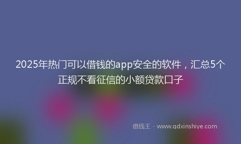 2025年热门可以借钱的app安全的软件，汇总5个正规不看征信的小额贷款口子