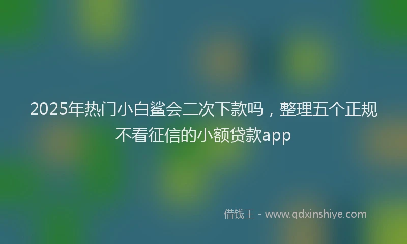 2025年热门小白鲨会二次下款吗，整理五个正规不看征信的小额贷款app