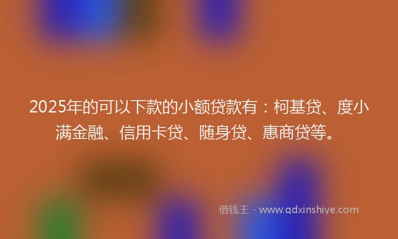 2025年的可以下款的小额贷款有：柯基贷、度小满金融、信用卡贷、随身贷、惠商贷等。