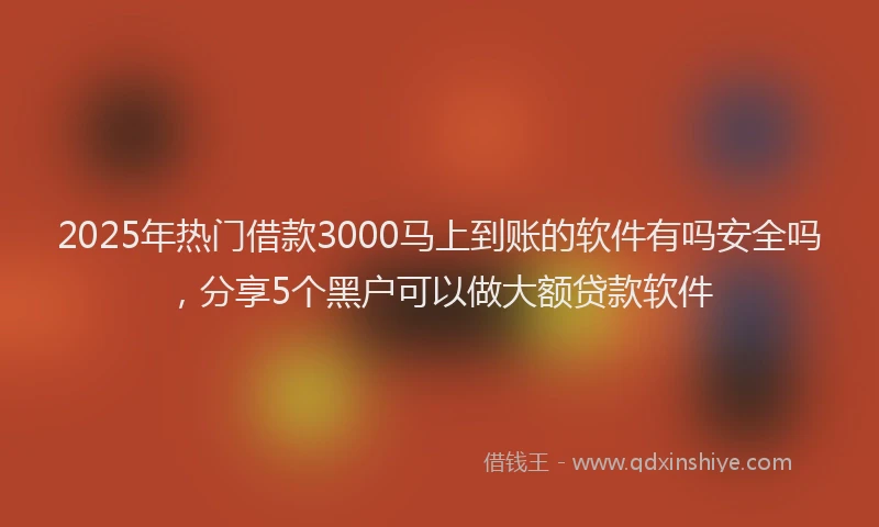 2025年热门借款3000马上到账的软件有吗安全吗，分享5个黑户可以做大额贷款软件