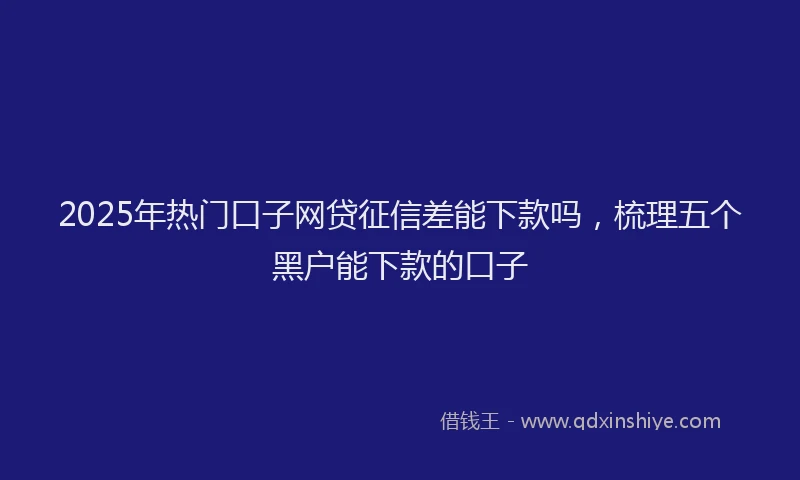 2025年热门口子网贷征信差能下款吗，梳理五个黑户能下款的口子