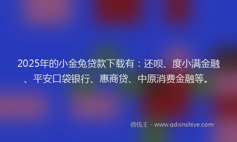2025年的小金兔贷款下载有：还呗、度小满金融、平安口袋银行、惠商贷、中原消费金融等。