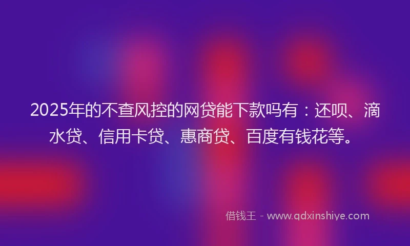 2025年的不查风控的网贷能下款吗有：还呗、滴水贷、信用卡贷、惠商贷、百度有钱花等。