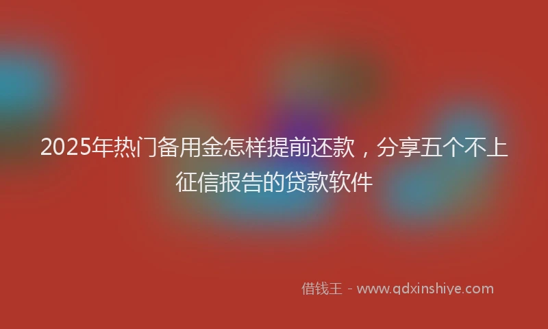 2025年热门备用金怎样提前还款，分享五个不上征信报告的贷款软件