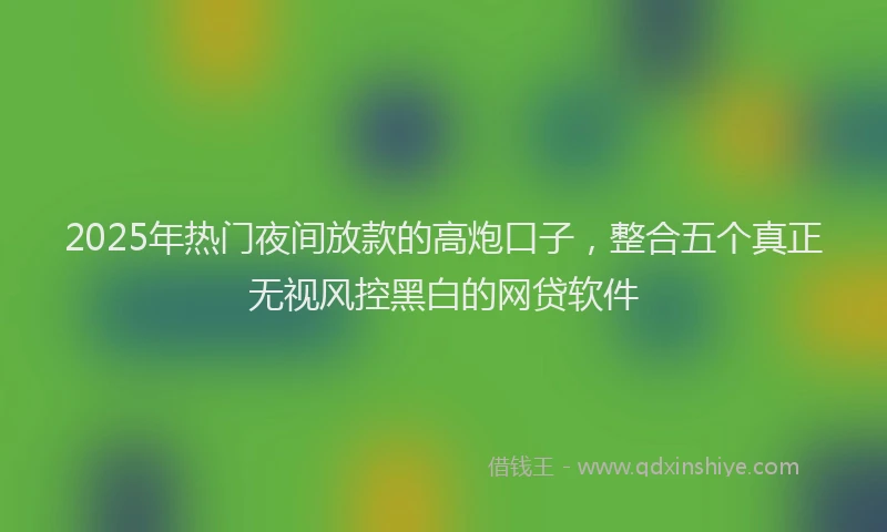 2025年热门夜间放款的高炮口子，整合五个真正无视风控黑白的网贷软件
