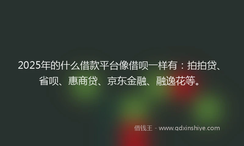 2025年的什么借款平台像借呗一样有：拍拍贷、省呗、惠商贷、京东金融、融逸花等。