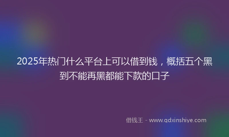 2025年热门什么平台上可以借到钱，概括五个黑到不能再黑都能下款的口子
