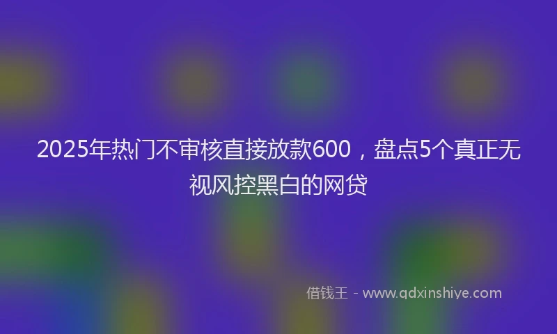 2025年热门不审核直接放款600，盘点5个真正无视风控黑白的网贷