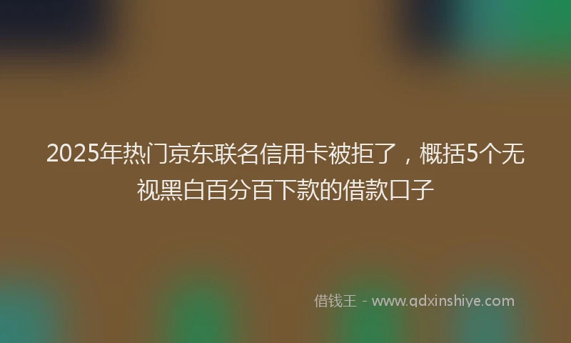 2025年热门京东联名信用卡被拒了，概括5个无视黑白百分百下款的借款口子