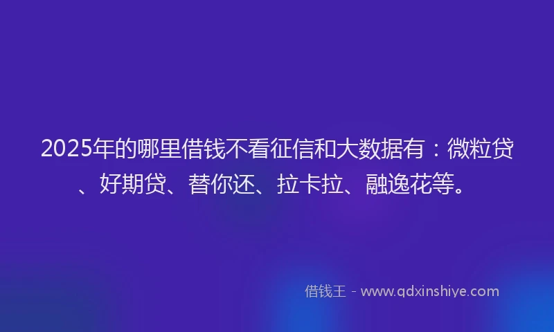 2025年的哪里借钱不看征信和大数据有：微粒贷、好期贷、替你还、拉卡拉、融逸花等。