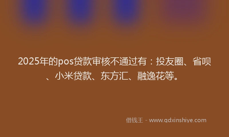 2025年的pos贷款审核不通过有：投友圈、省呗、小米贷款、东方汇、融逸花等。