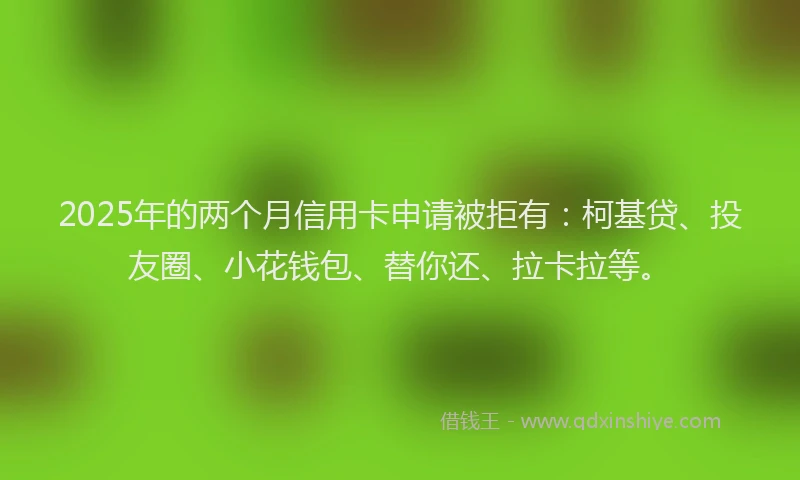 2025年的两个月信用卡申请被拒有：柯基贷、投友圈、小花钱包、替你还、拉卡拉等。