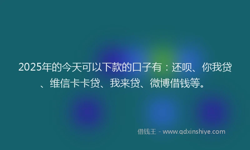 2025年的今天可以下款的口子有：还呗、你我贷、维信卡卡贷、我来贷、微博借钱等。