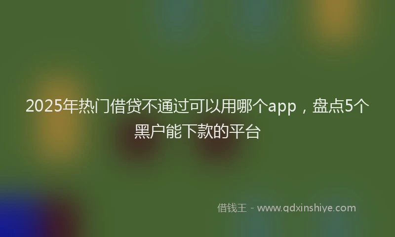 2025年热门借贷不通过可以用哪个app，盘点5个黑户能下款的平台