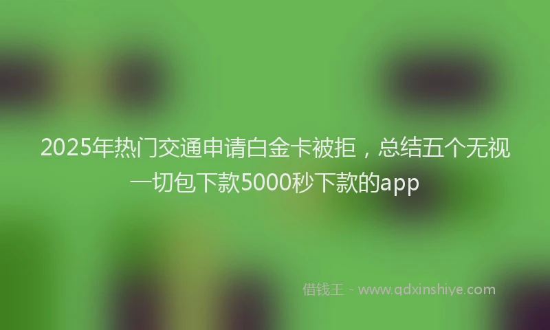 2025年热门交通申请白金卡被拒，总结五个无视一切包下款5000秒下款的app