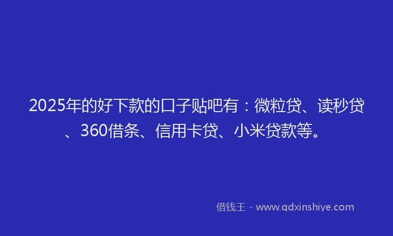 2025年的好下款的口子贴吧有：微粒贷、读秒贷、360借条、信用卡贷、小米贷款等。