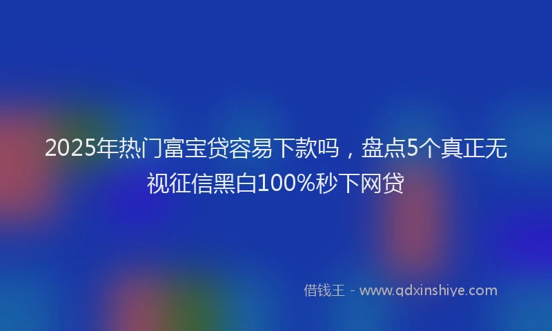 2025年热门富宝贷容易下款吗，盘点5个真正无视征信黑白100%秒下网贷