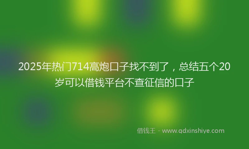 2025年热门714高炮口子找不到了，总结五个20岁可以借钱平台不查征信的口子