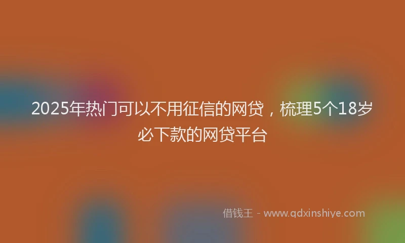 2025年热门可以不用征信的网贷，梳理5个18岁必下款的网贷平台