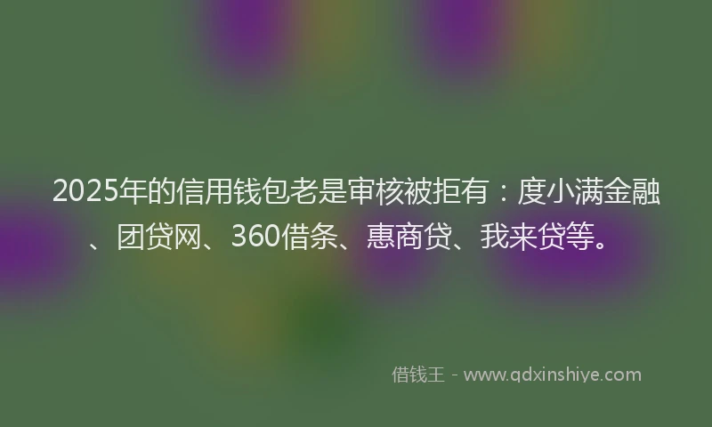 2025年的信用钱包老是审核被拒有：度小满金融、团贷网、360借条、惠商贷、我来贷等。