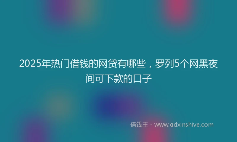 2025年热门借钱的网贷有哪些，罗列5个网黑夜间可下款的口子
